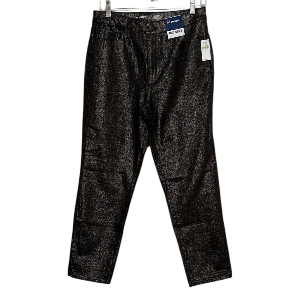 Old Navy Jeans Women’s Size 6 Black Metallic OG Straight High Rise NEW